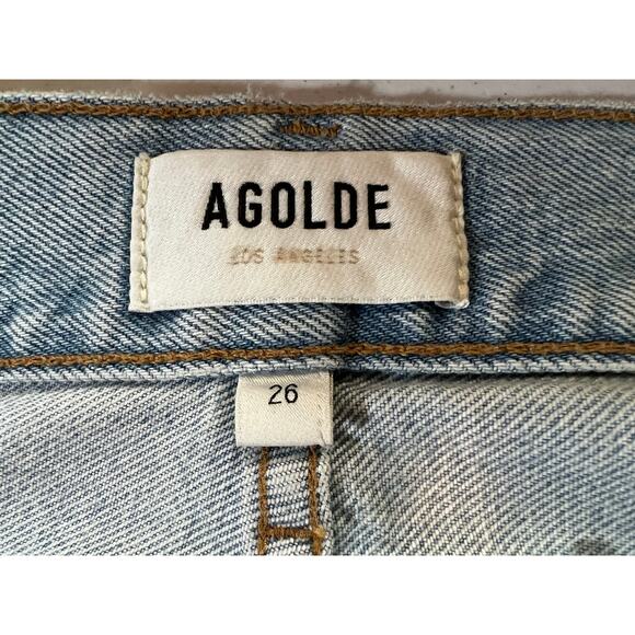 AGOLDE WOMENS 26 FOLDED WAISTBAND HIGH RISE ANKLE WIDE JEANS SIDELINE BLUE NEW - Picture 4 of 14